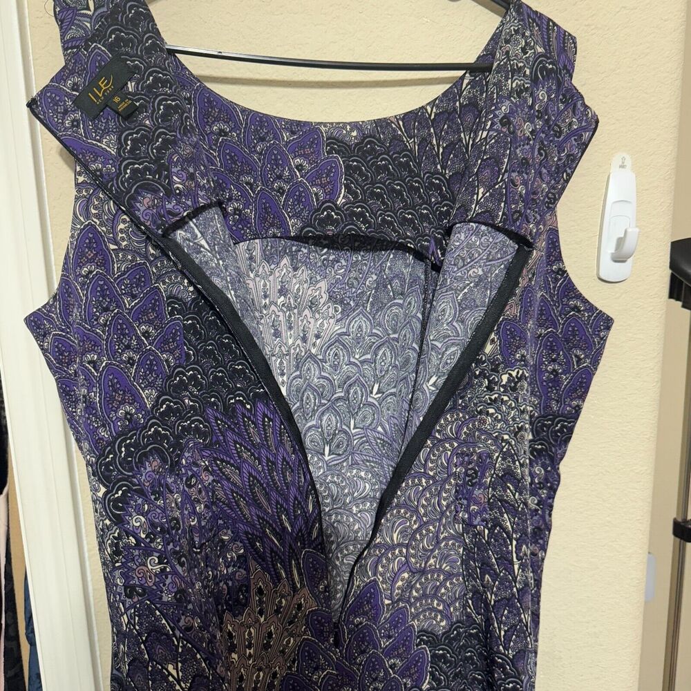 Sleeveless Purple Patterned Midi Dress - Picture 9 of 10